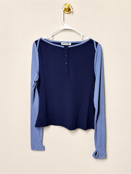 Princess Polly Tops - NWT: Kobee Jersey Long Sleeve Layering Top Navy / Light Blue | Size: 12